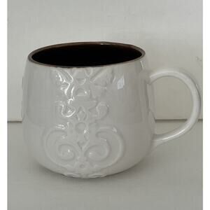 Starbucks Casi Cielo White Embossed Floral Chocolate Coffee Cup Mug 12oz (2013)